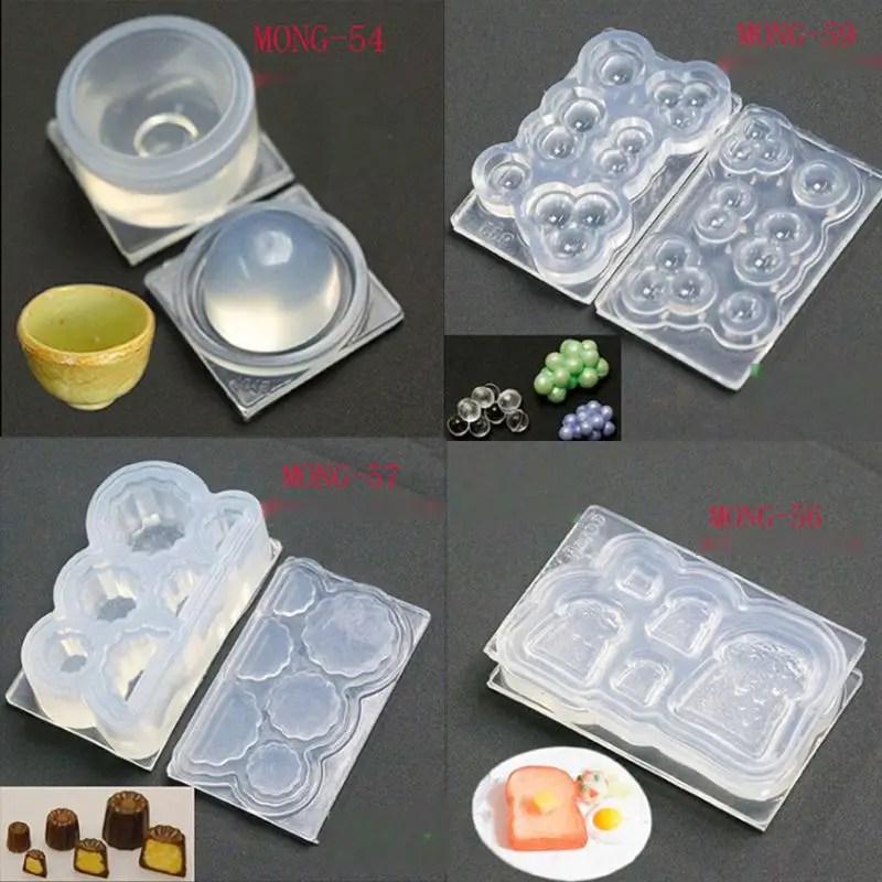 

652F Silicone Mold Mini Mold Miniature Bread Charm Epoxy Casting Mold Bowl Barrel Bottle Jar Shape Resin Mold for DIY Craft