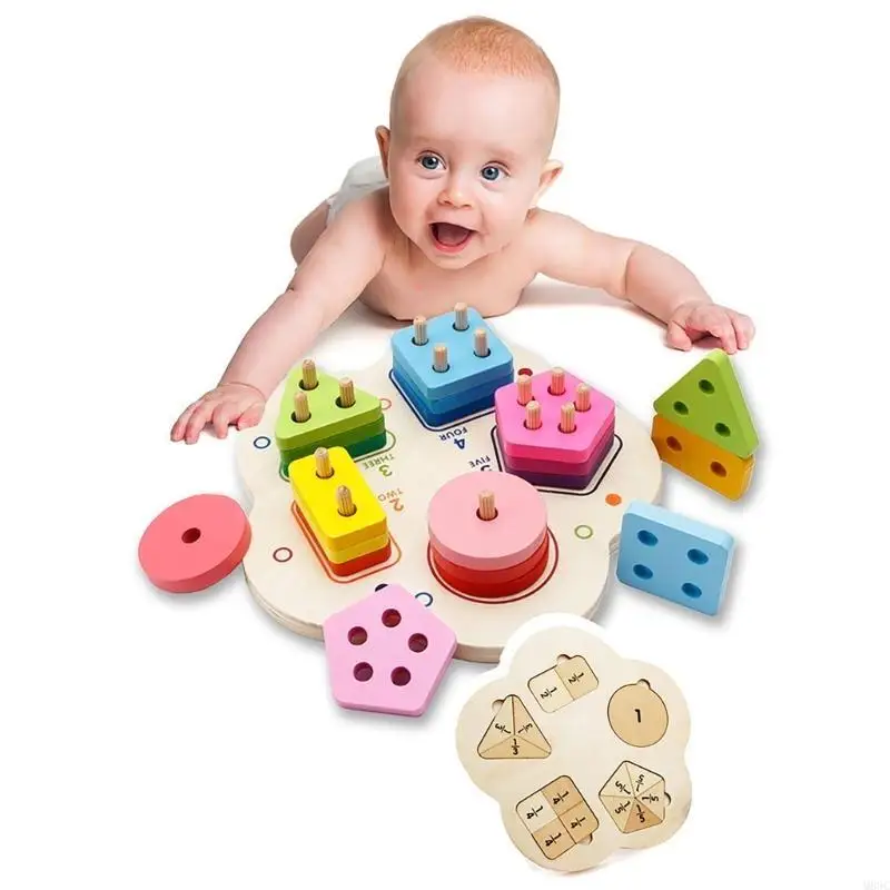 M89C Phân số học đồ chơi Trò chơi giải đố bằng gỗ cho học sinh tiểu học