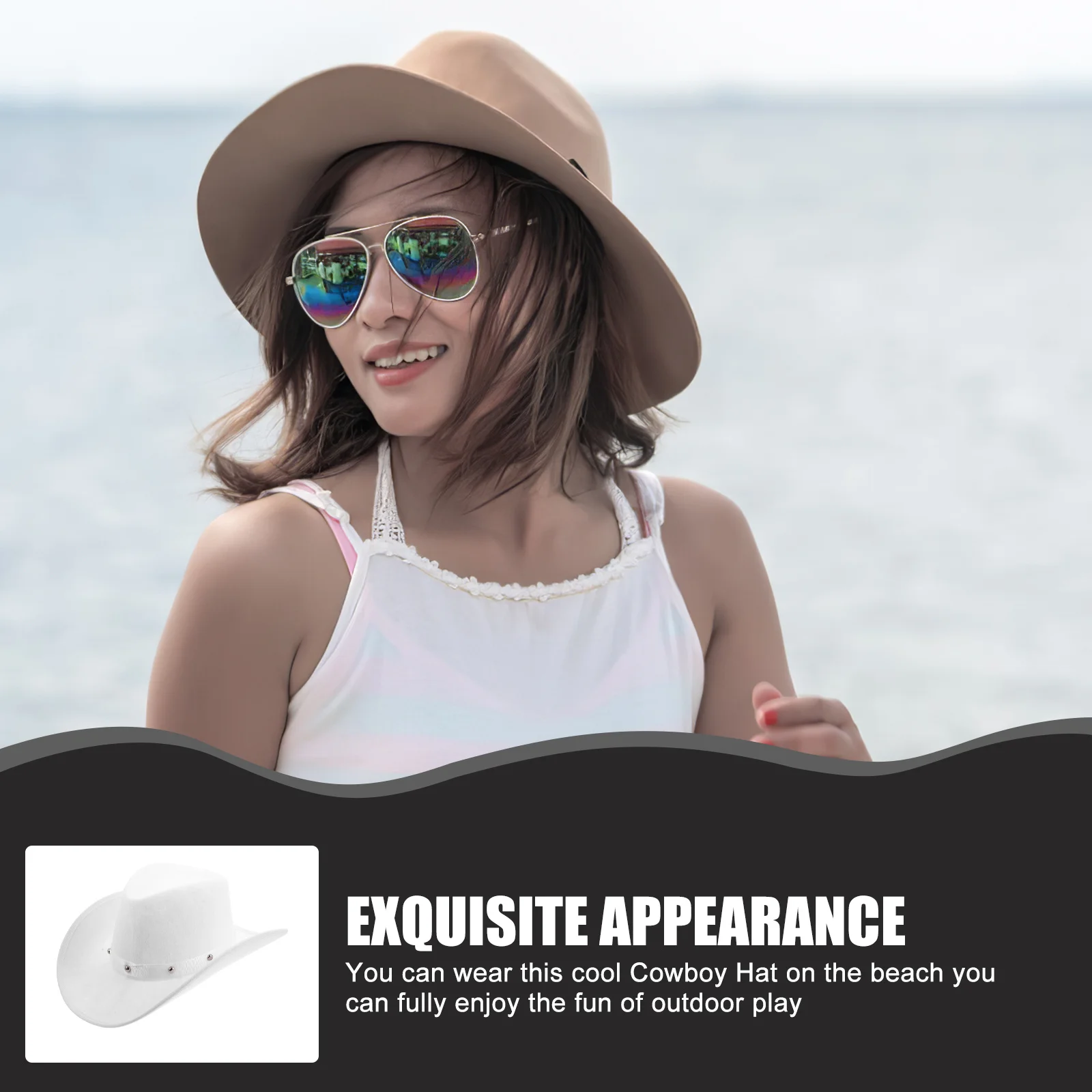 

Western Style Cowgirl Hat Stylish Adjustable Decorative Hat Props for Cosplay Themed Parties and Outdoor Headdress