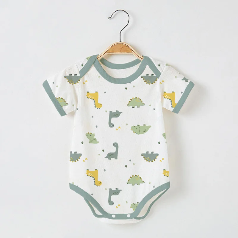 Summer Newborn Jumpsuit Short Sleeved Shorts for Baby Boys Cartoon Dinosaur Pattern Onesie 0-12 Months Newborn Jumpsuit