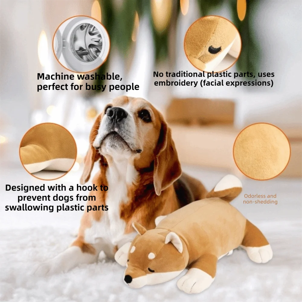 Simulation Heartbeat Pet Heartbeat Plush Doll Soft Comfortable Dog Soothing Toys Dong Shape Interactive Dog Anxiety Toy