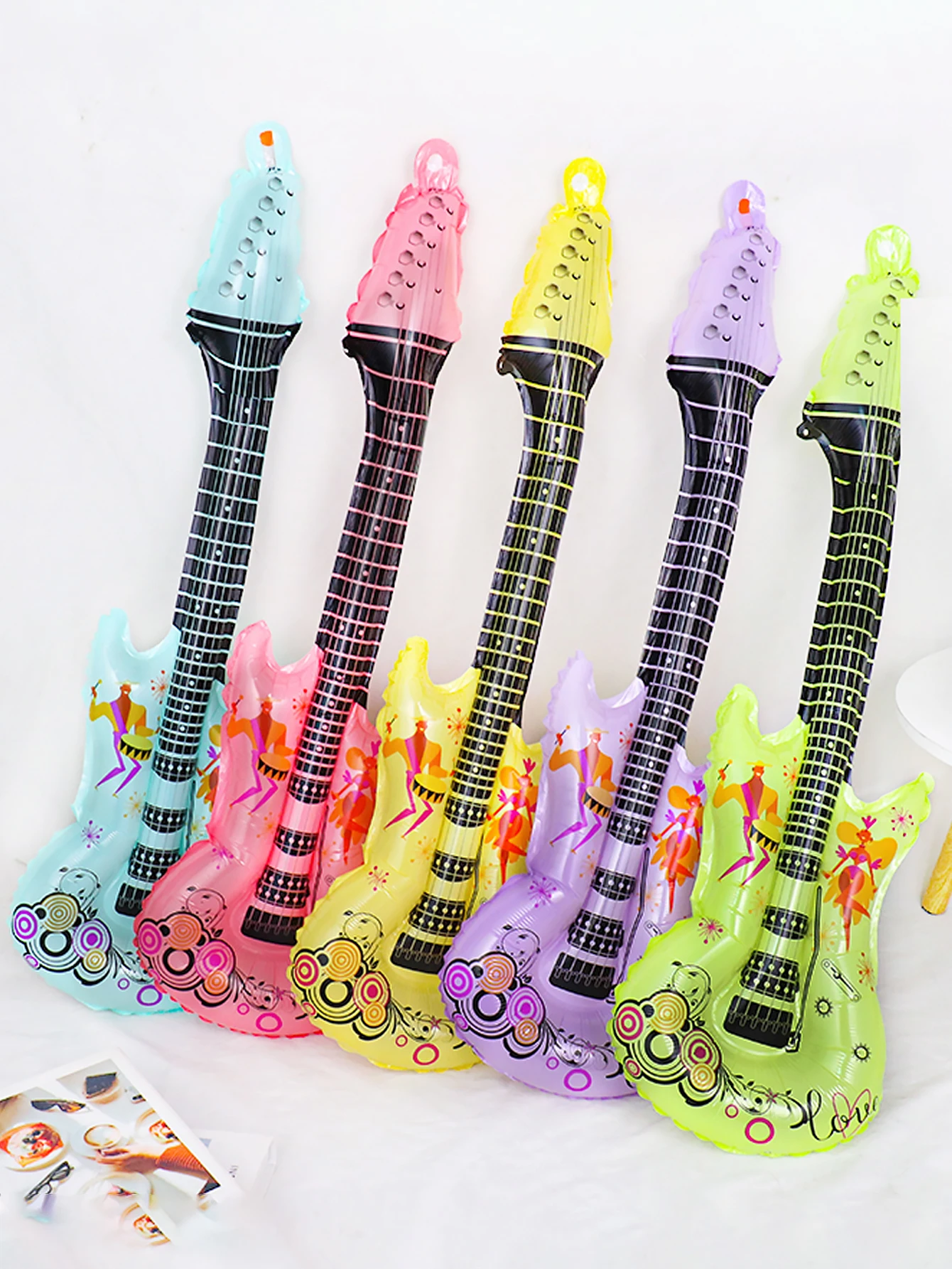 5pcs/set rock guitar shaped foil balloons, suitable for disco parties, birthdays, music themed events, shower celebrations