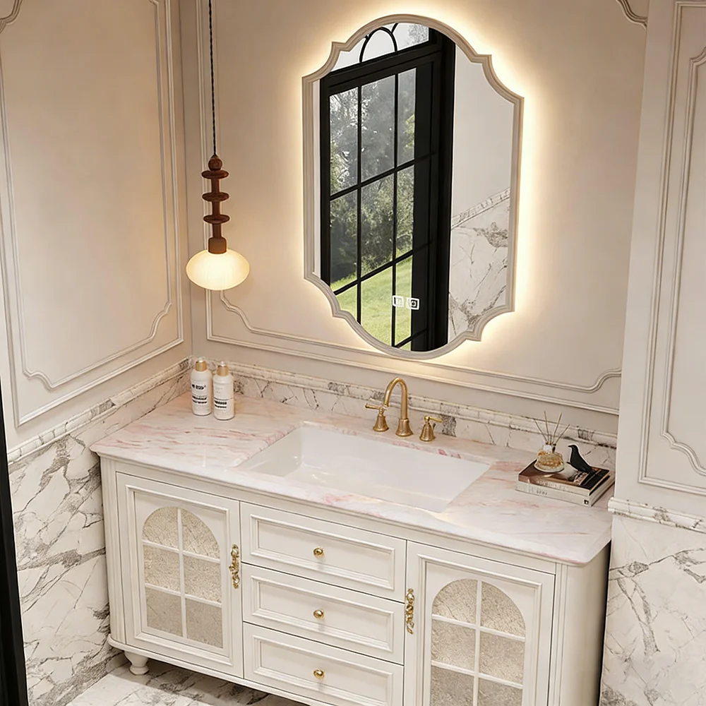 /Floor-stand Solid Wood Furniture Waterproof Bathroom Storage Cabinet White Bathroom Vanity Set With Sink