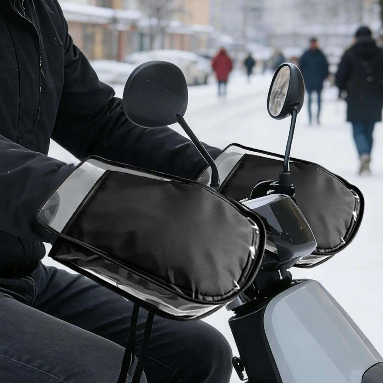 Winter Motorcycle Handlebar Mittens Windproof Stroller Handlebar Cover Universal Reflective Thermal Mittens For Cold Weather