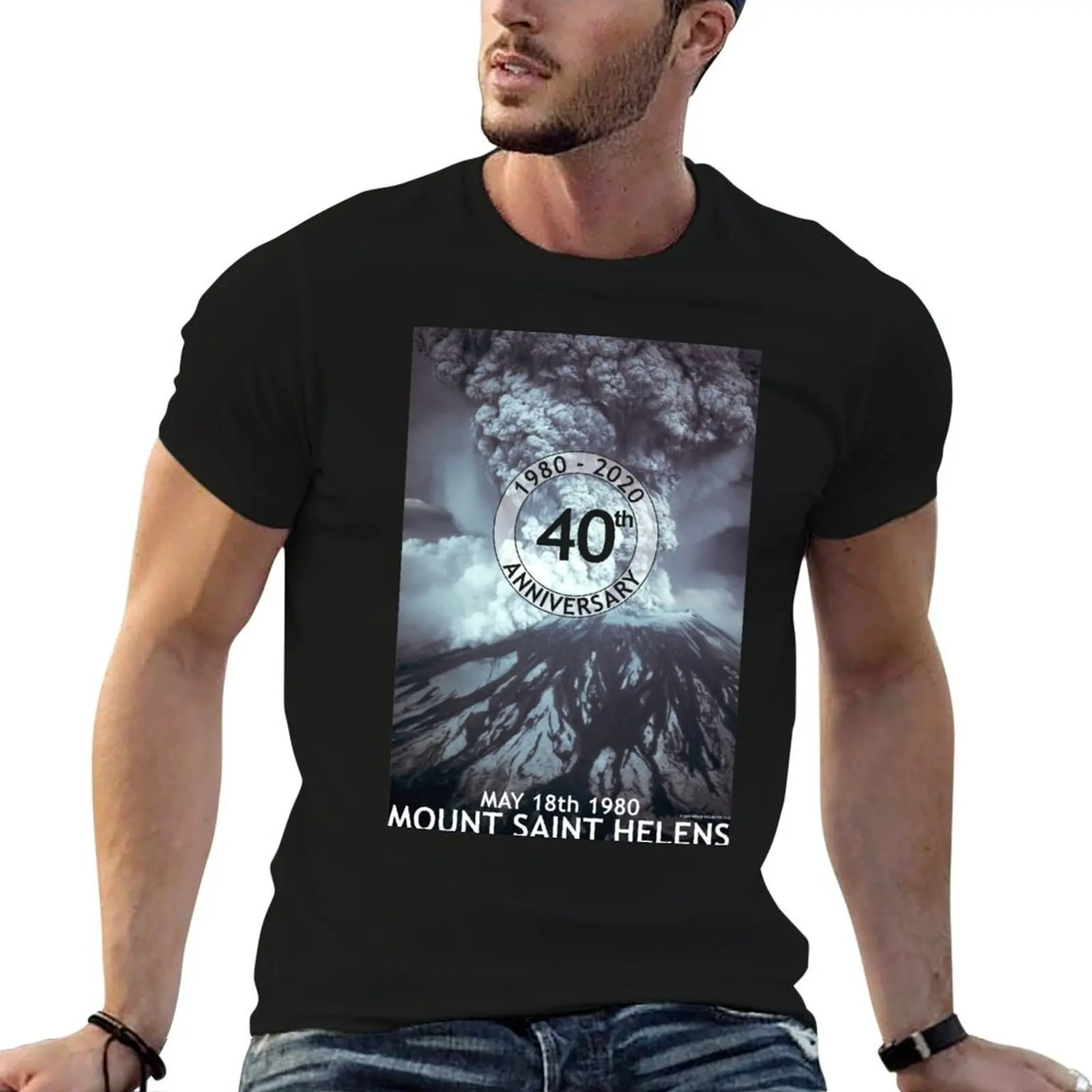 Mount Saint Helens 40th Anniversary T-Shirt tops Man t-shirt black t shirts for men