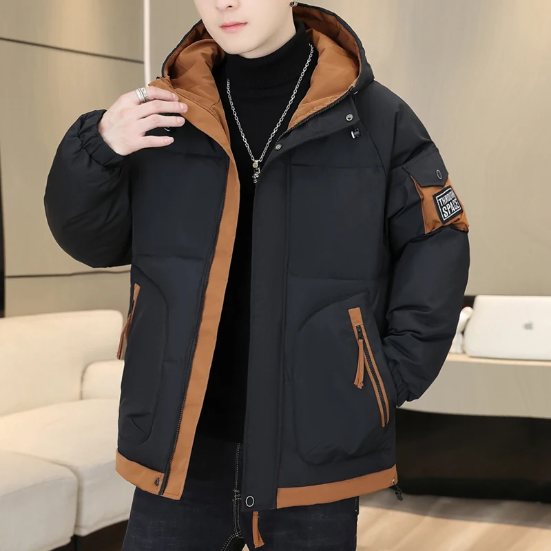 

Men's down Cotton Jaet Winter Thiened Warm Faionable Korean Sle Stand Fit Casual Wear Polyester Fiber Coat