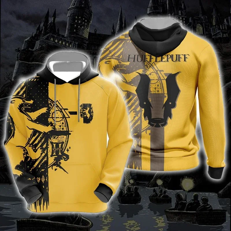 Harry Potter Hogwarts House Gryffindor Slytherin Ravenclaw Hufflepuff Round Neck Warm Long Sleeved Men Women Hooded Sweater