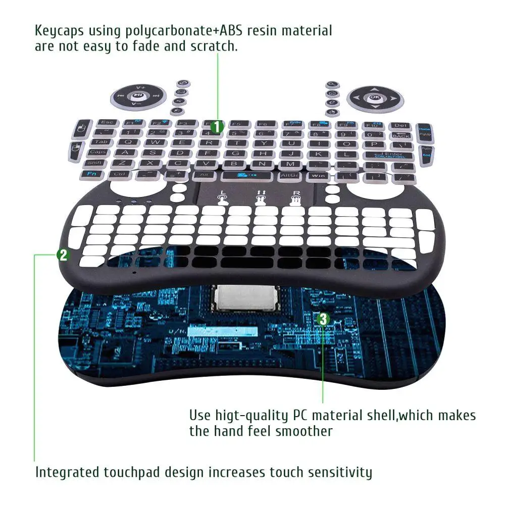 

Mini i8 2.4G Wireless Keyboard with Touchpad & Backlight for pc , Kodi Media Box – Not for