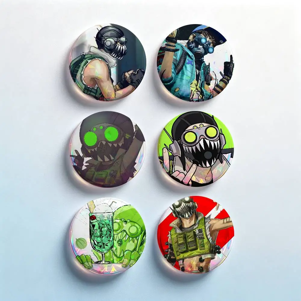 O-Octane Fanart Apex Legends 2 Pieces Badge Set Icons Badges Creative Meme Figure Round Tinplate Brooch Bag Clothes Accessories