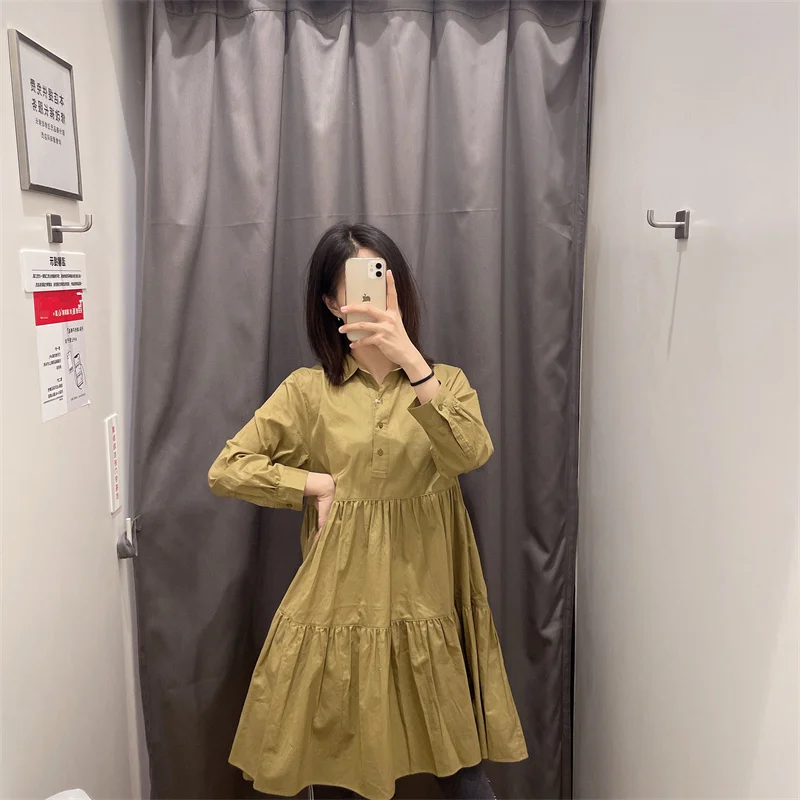 تنورة ربيعية من القطن بطبقات سبعة Sve Dr Cake على شكل حرف A Dr FX44504 للسيدات من Faion Commute Sle Long Sve...