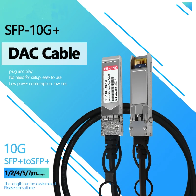 

Оптический кабель 10G SFP + DAC; 1/2/3/5/7 м; Пассивный медный кабель прямого подключения, совместимый с переключателями Cisco,Huawei,Ethernet
