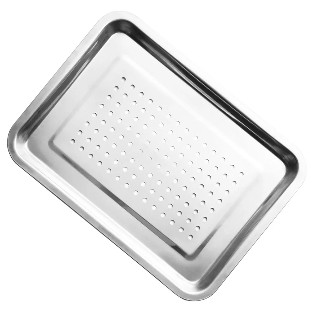 Thickened Stainless Steel Rectangular Tray Drainer Multifunctional Drying Plate Fried Chicken Plates Kitchen Accessories