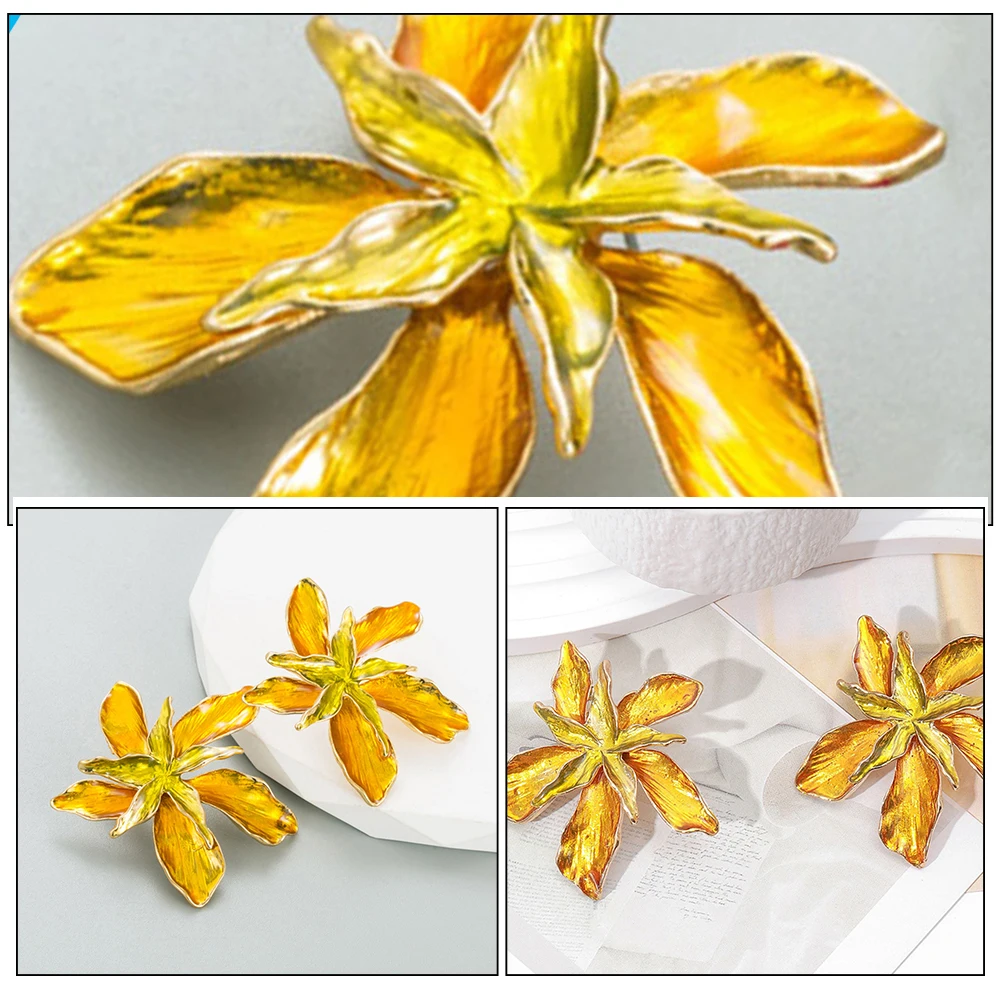 

Flower Earrings Alloy Drop Oil Studs Enamel Women Jewelry Fashionable Daily Accessories Small Flowers Decorative Reliable