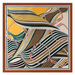 90*90cm Luxury Brand Women Silk Scarfs Stripe Design Square Scarves Spring Summer Shawls For Ladies