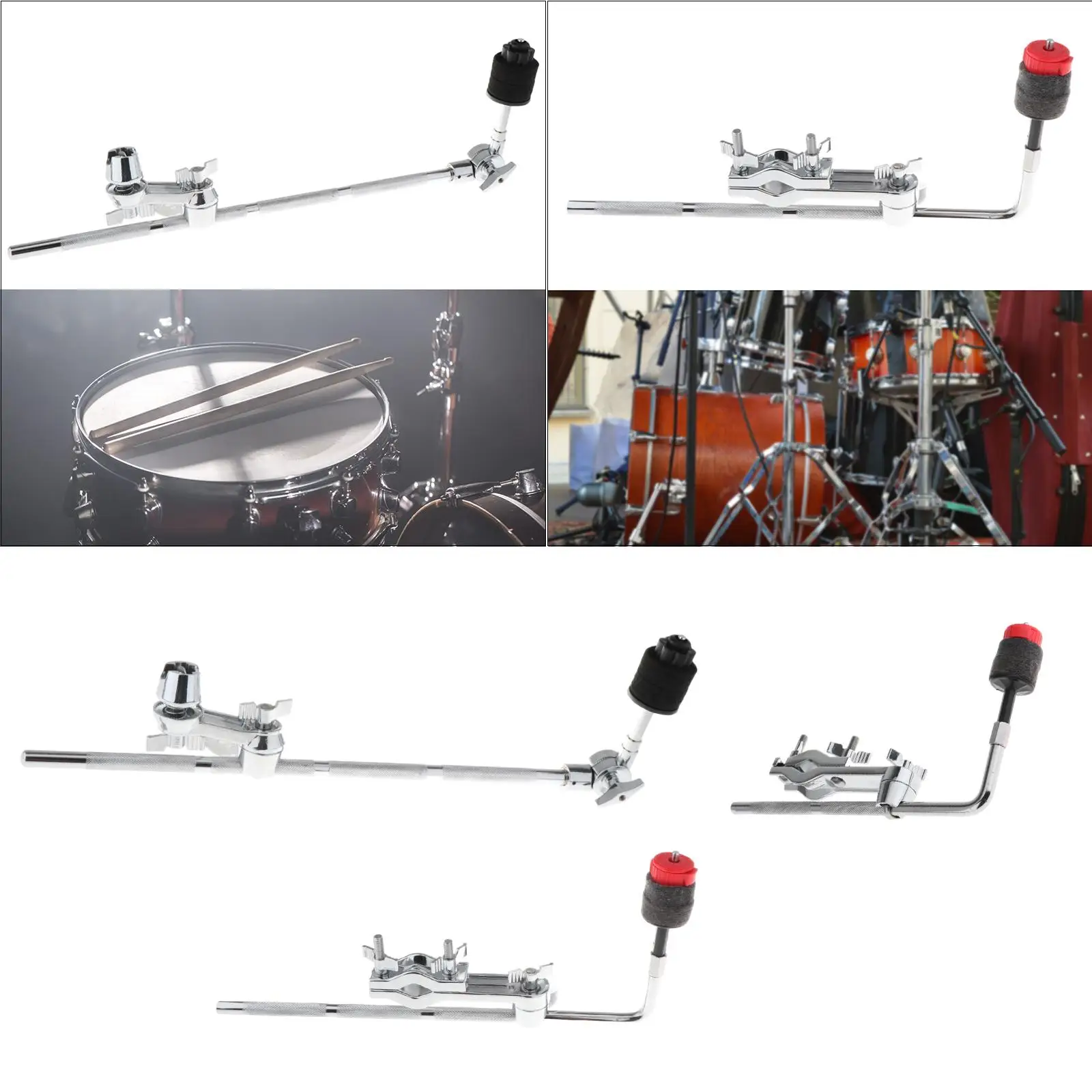 Drum Cymbal Arm Spare with Clamps Easy to Install Metal Drum Extension Clamp