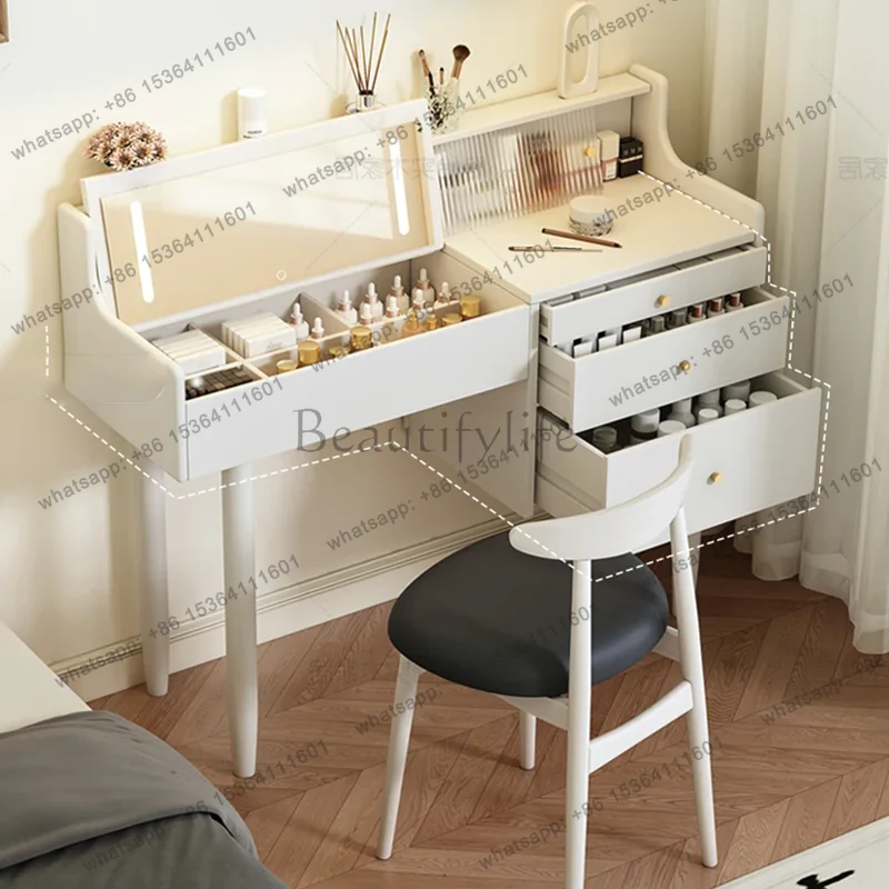 ld Wood Makeup Dressing Table Bedroom Mirror Drawers Storage Luxury Women Vanity Table Living Room Vestidores