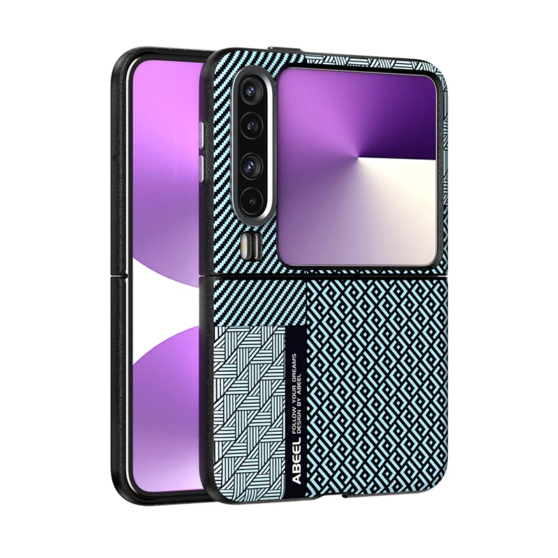 

For Huawei Pura X Case Sturdy Slim Carbon Fibre Style Drop-proof Screen and Camera Lens Protection Bumper Leather Case Cover
