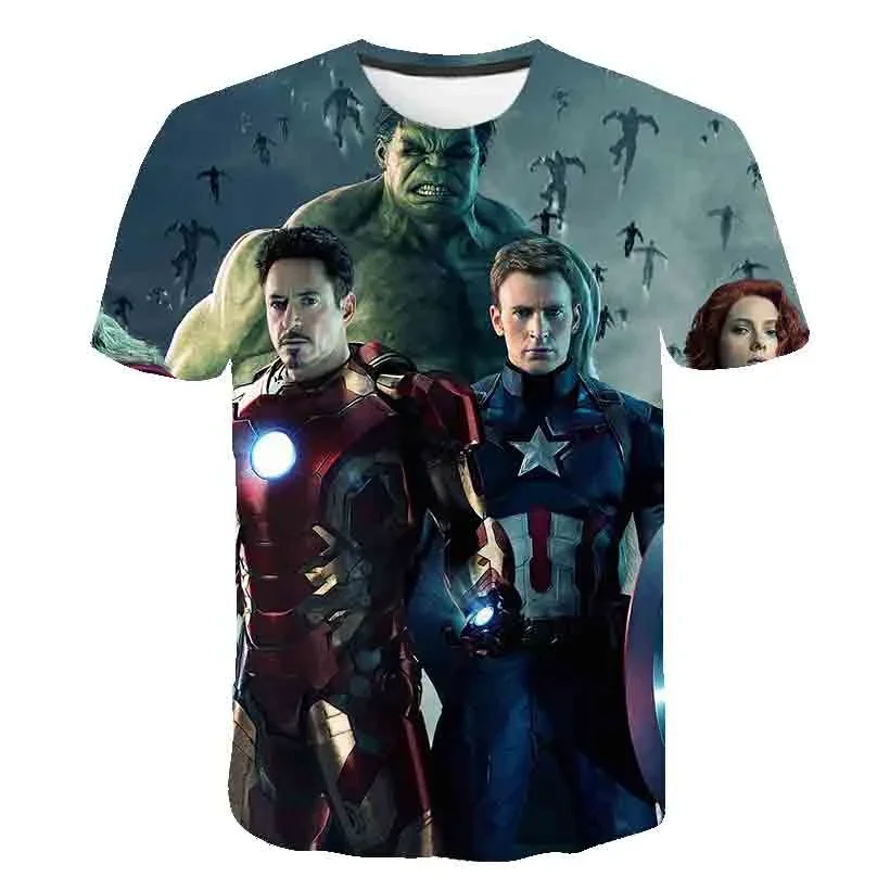 Hulk Boys Girls Cartoon T shirt Young Children\'s Marvel Avengers Clothing Kids Summer Harajuku T-shirt Unisex 4-14 Year Tops