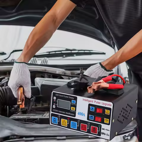 400A Car Battery Charger 220W Heavy Duty Smart Battery Charger 12V/24V Battery High Power Fast Charger Self-Stop Battery Charger