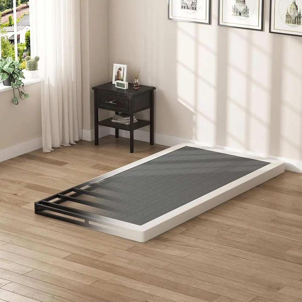 Twin Size 3 Inch Low Profile Box Spring Mattress Foundation - Heavy Duty Metal, Noiseless, Easy Assembly with Fabric Cover