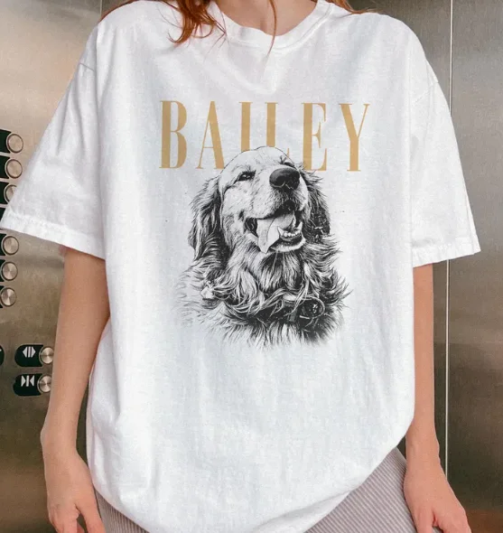 Camiseta Personalizada com Foto e Nome do Pet, Camisa Casual Solta para Amantes de Cães, Presente para Mães de Gatos