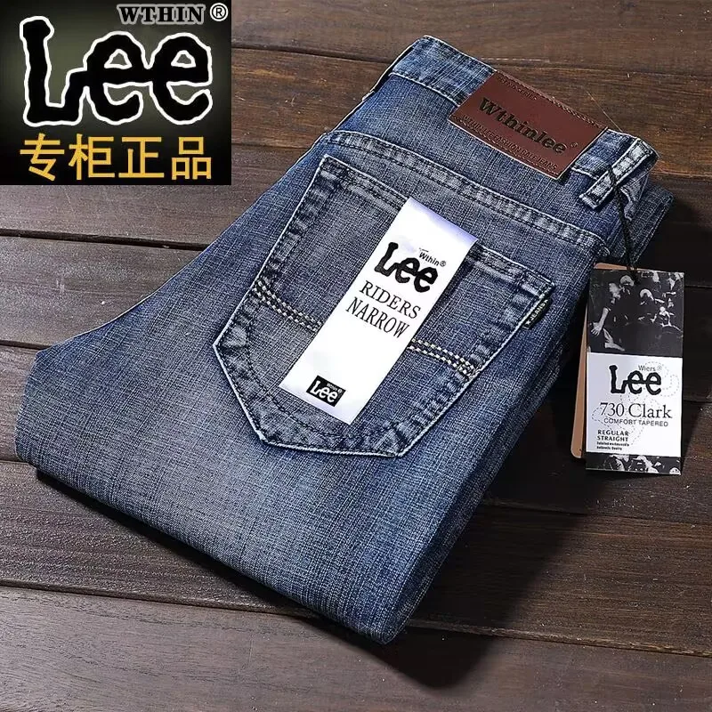 Wthinlee New Business Men's Jeans Casual Straight Stretch Fashion Classic Blue Black Work Denim Trousers Male Brand Clothing