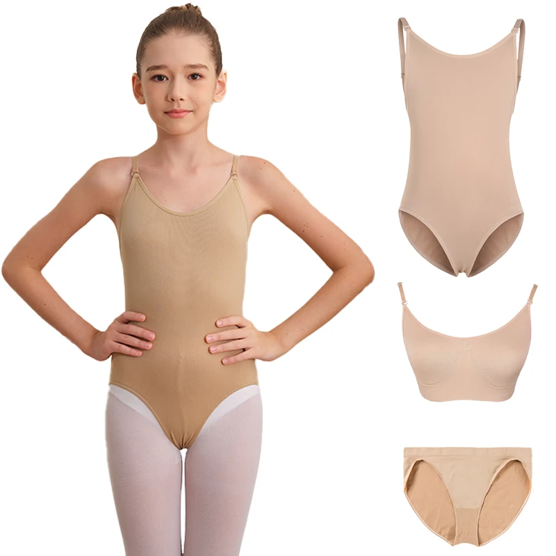 Sous-vêtements nus, Camisole, slips de Ballet, soutiens-gorge, justaucorps de danse pour danse, gymnastique, body serré Convertible