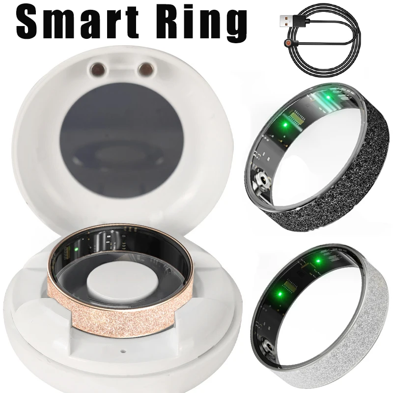 Smart Rings with Magnetic Charging Cable Heart Rate Blood Oxygen Sleep Monitor Pedometer Remote Control Photo Bracelet Ring