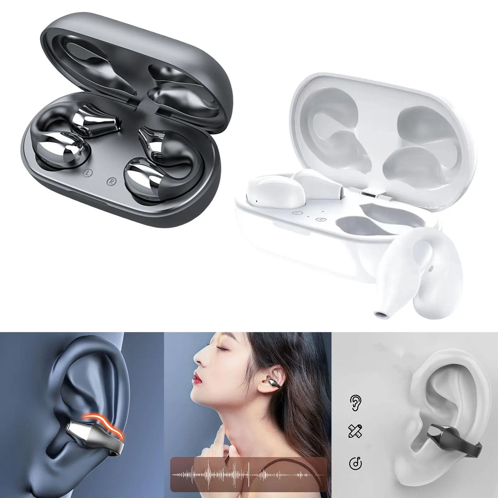Clip Wireless Earbuds Deep Bass Headset für Running Sport Office