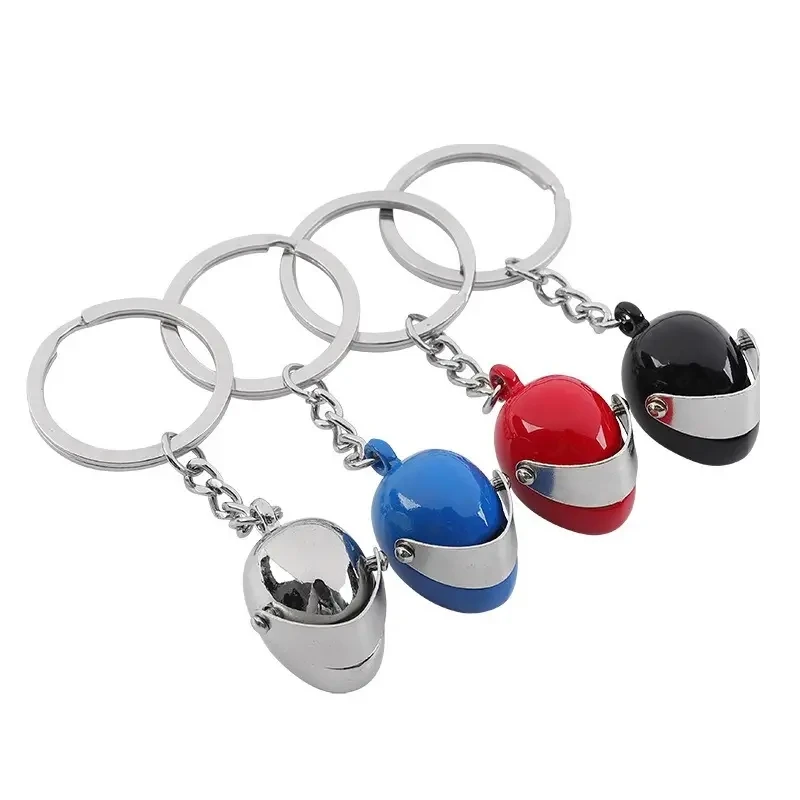 Creative Mini Motorcycle Helmet Keychain Vintage Metal Pendant Bag Hanging Ornaments Car Trinket Keyring Accessories Key Holder