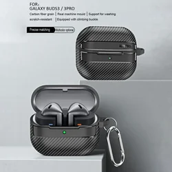 Shockproof Earphone Case for Samsung Galaxy Buds 3 Buds3 Pro Cover Carbon Fiber Texture Shell Soft Silicon Bag Coques