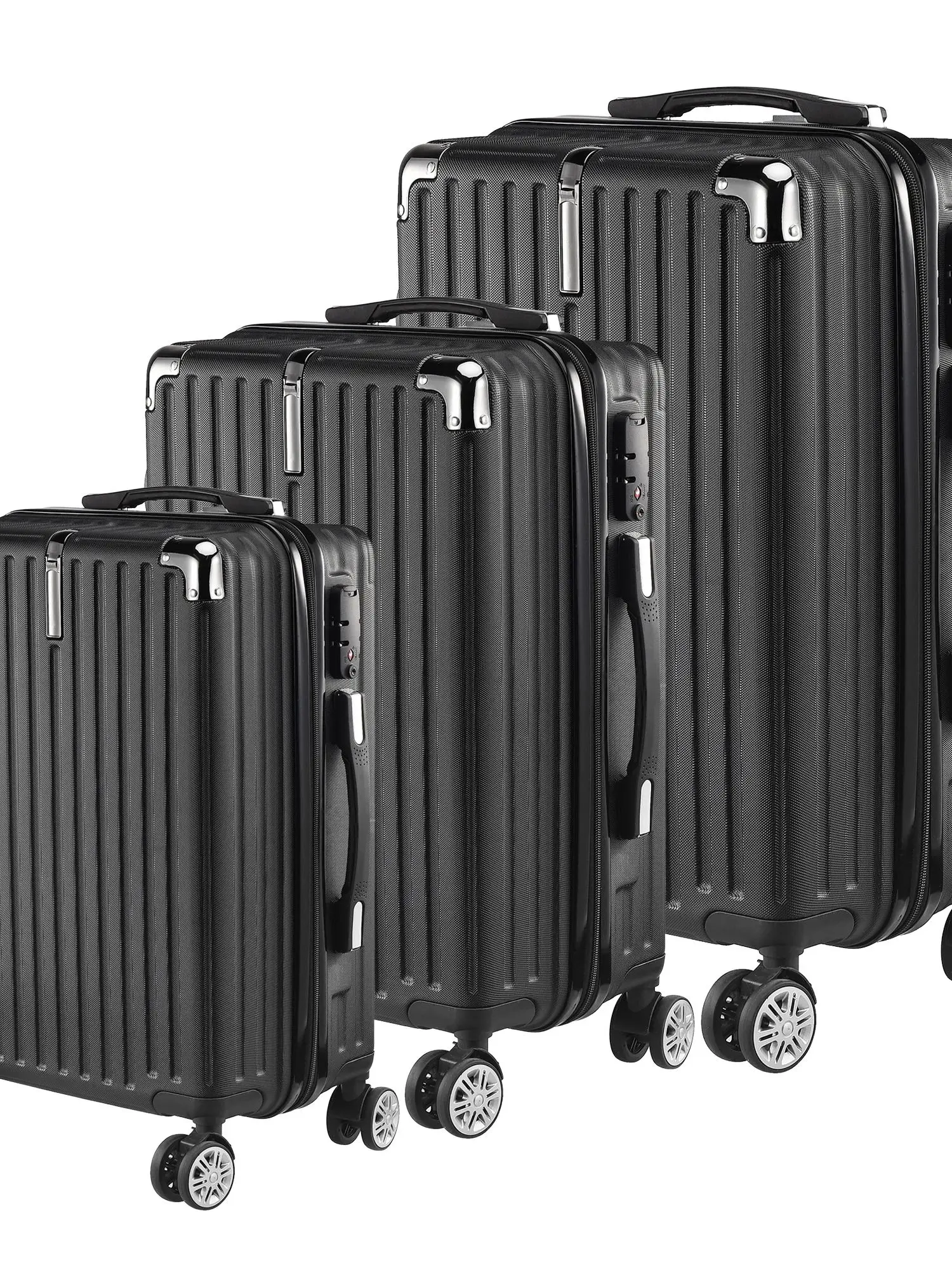 ROSAHQNDA 3-delige bagageset, universele stille wielen, met cijferslot, 20/24/28 inch reisbagageset, reisbagage - afbeelding 2