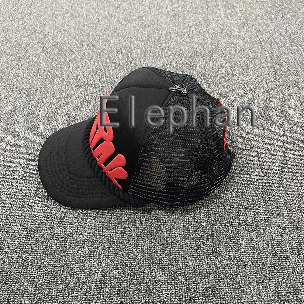 Red Flocking Print Baseball Cap Street Style Curved Bill Hat Hip Hop Theme Unisex Polyester Fiber Breathable Summer Cap