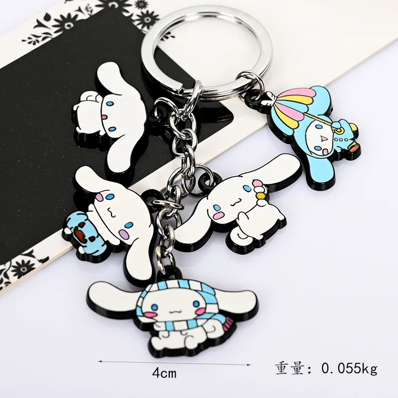 

Kawaii Sanrio Cinnamoroll Model Doll Alloy Keychain Jewelry Cartoon Kuromi Hello Kitty Metal Pendant Cute Anime Accessories