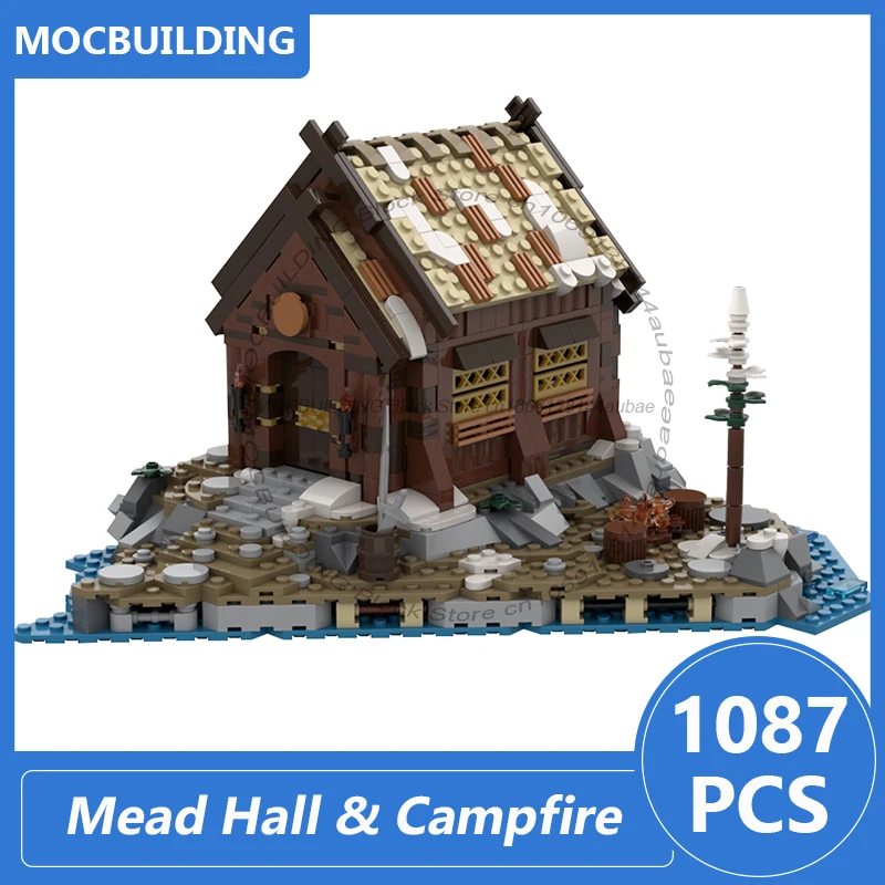 

Mead Hall & Campfire - Viking Village Expansion Moc Строительные блоки Diy Сборка кирпичей Коллекция Дисплей Игрушки Подарки 1087 шт.