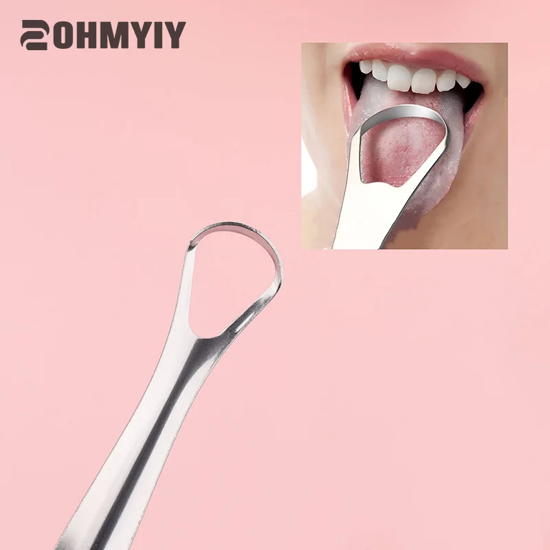 Raspador de lengua de acero inoxidable para adultos, limpiador de lengua, elimina el mal aliento, cepillo raspador de lengua de Metal, herramienta Dental