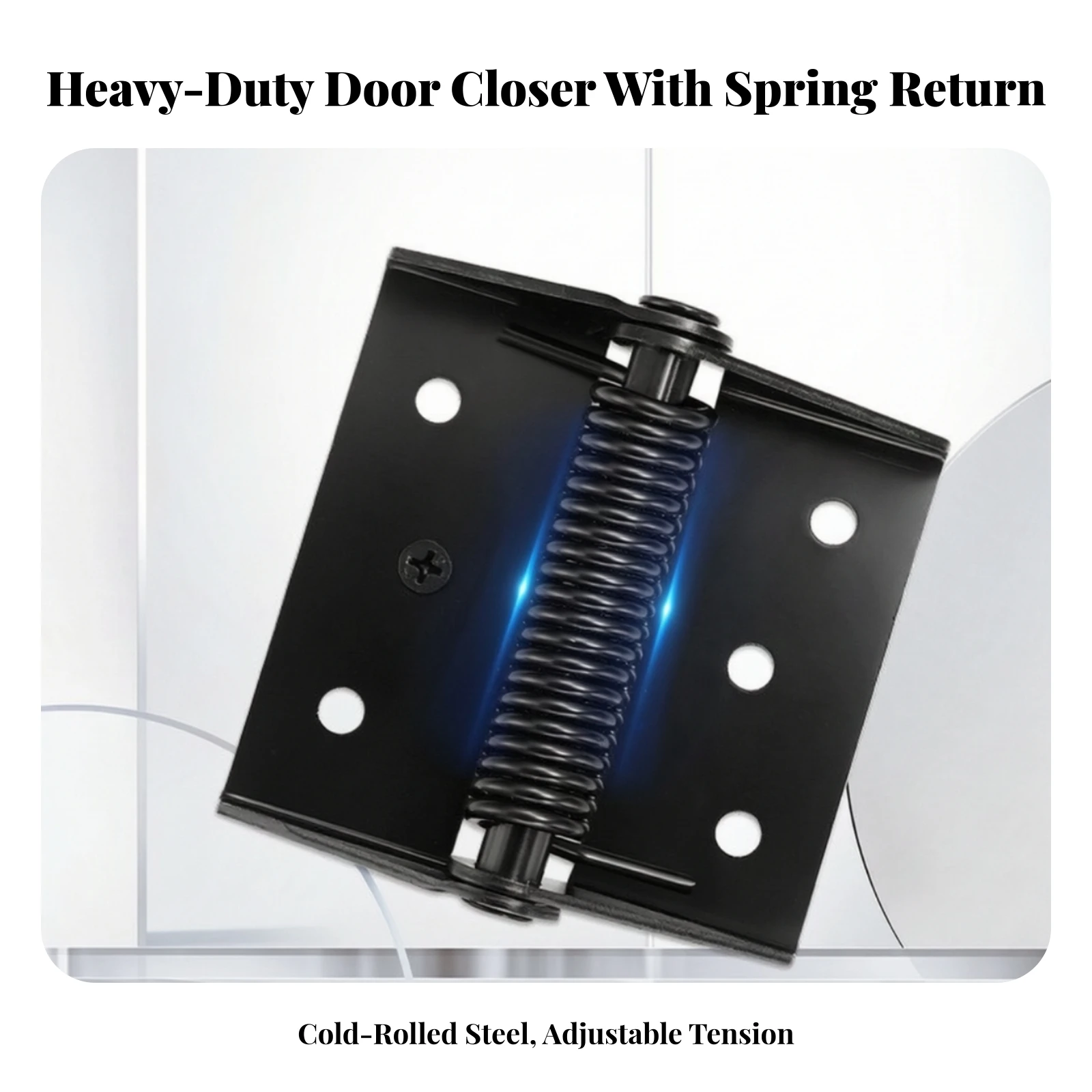 Self-Closing Door Hinge Durable Spring-Loaded Door Closer for DIYers, Cabinets, Gates