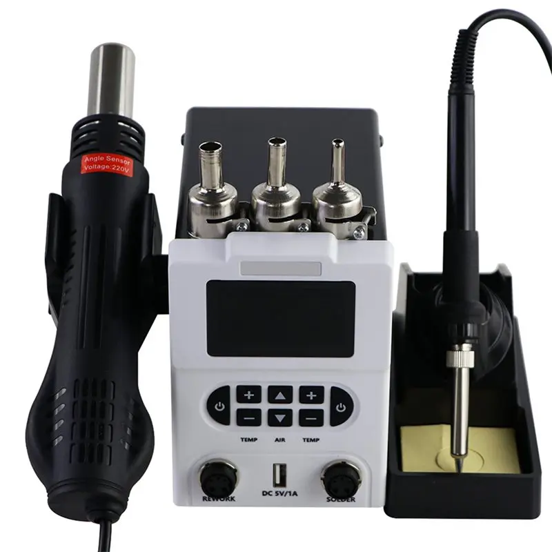 AAAN-Digital Hot Air Blower 878D Soldering Station 600W Heat Tool Welding Solder Iron Desoldering Rework Station Tool
