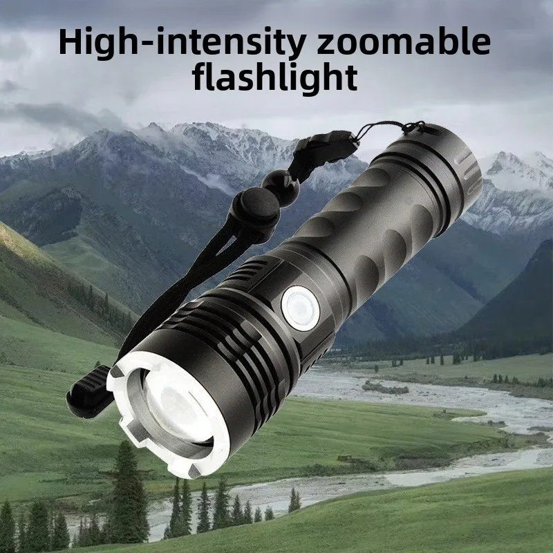 XHP50 Retractable Zoom Flashlight: Outdoor High-Power, Long-Lasting, Ultra-Bright for Camping, Fishing, Home & Emergency