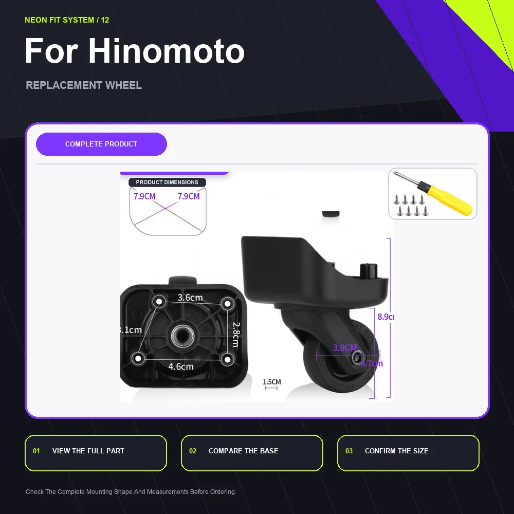 Wear Resistant Luggage Replacement Wheel For Hinomoto AT-B Smooth Spinner Luggage Caster Repair Part Premium Travel