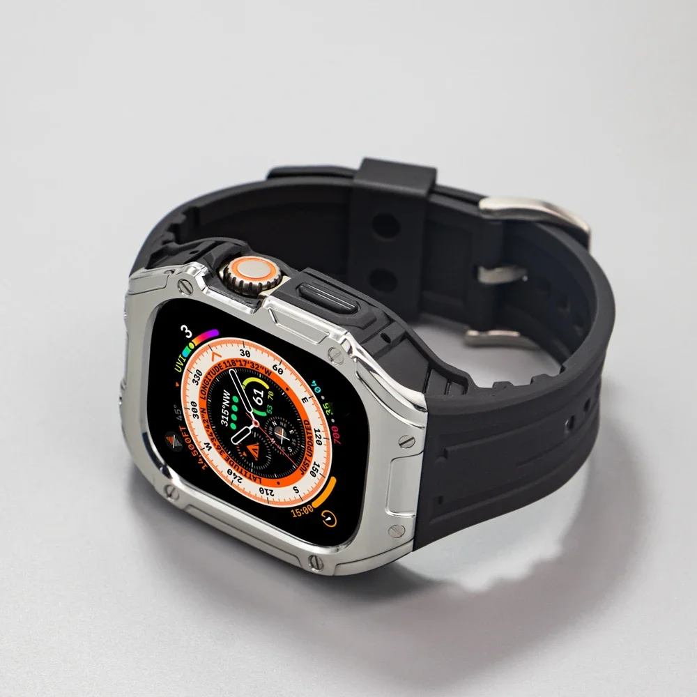 حافظة + حزام تعديل عدة لساعة أبل الترا 49 ملم من مادة البولي يوريثان الحراري المصد الواقي iWatch Series Ultra 49 ملم حزام الساعات المتكامل