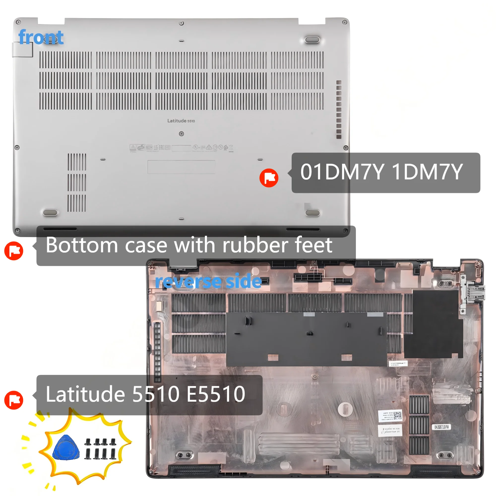 

New Cover For Latitude 5510 E5510 Laptop Bottom Base Case Lower Cover Silver-Gary D Shell 01DM7Y 1DM7Y 15.6inch Fast Shipping