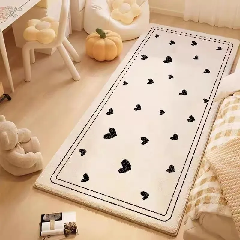 VIKAMA Cute Polka Dot Rectangular Rug For the Bedside the Bedroom Keeps Out the Cold and Keep Warm Machine Washable Home Decor
