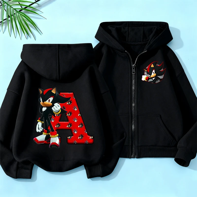 Sonics Kids رقيقة مقنعين معاطف أنيمي سستة بلوزات أبلى لعبة ربيع الخريف طباعة رسالة هوديس ملابس رياضية ملابس الأطفال #1