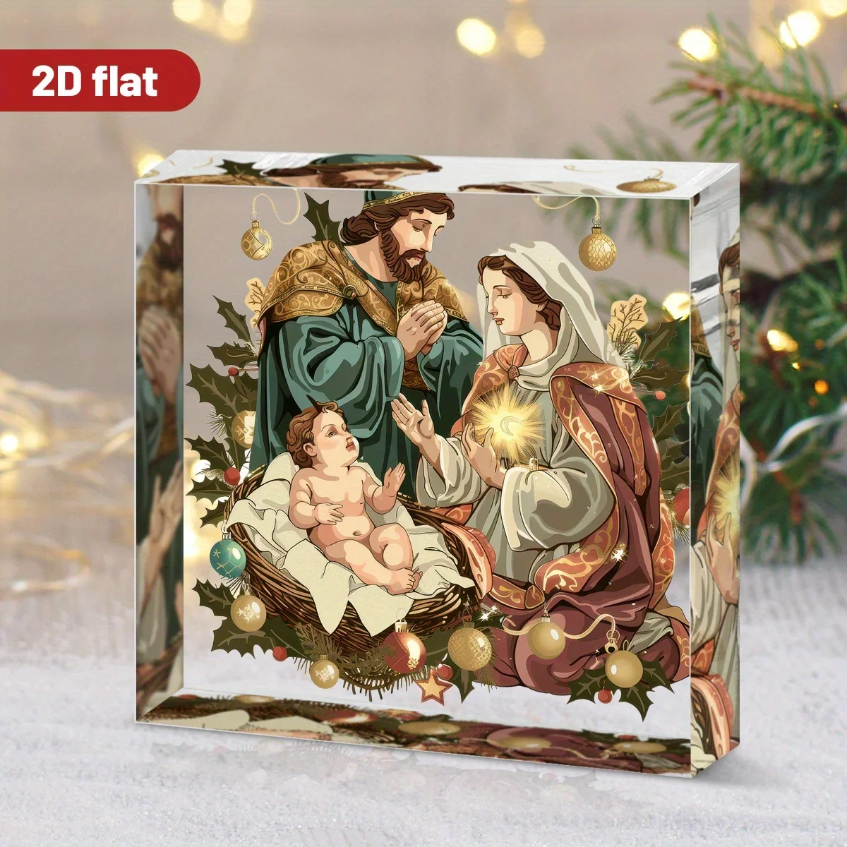 CIFBUY Acrylic Desktop Decor Nativity Scene Ornament For Home Office Living Room Wall Tabletop Decoration Modern Art Craft Gift