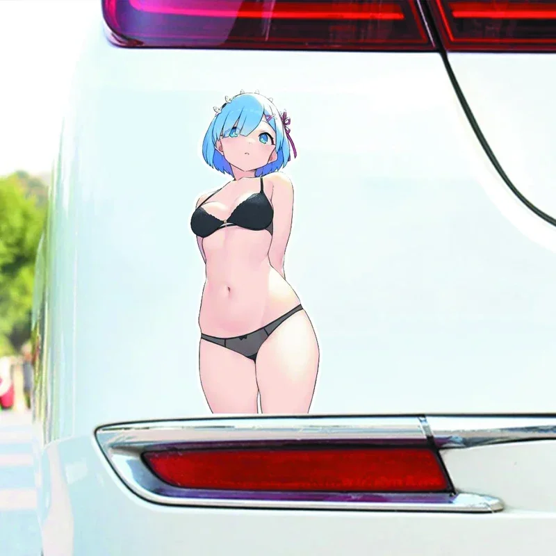 ملصق فينيل من Anime Girl للسيارات - مقاوم للماء على شكل شخصية كرتونية ذاتية اللصق لتزيين السيارة سهل الاستخدام