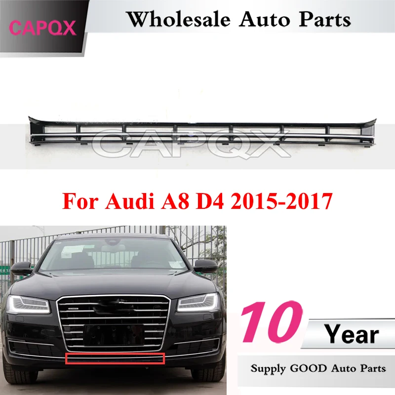 

CAPQX 4H0807697 Front Bumper Grille Racing Grill Cover For Audi A8 D4 2015-2017 Lower Spoiler Lower Diffuser Lip