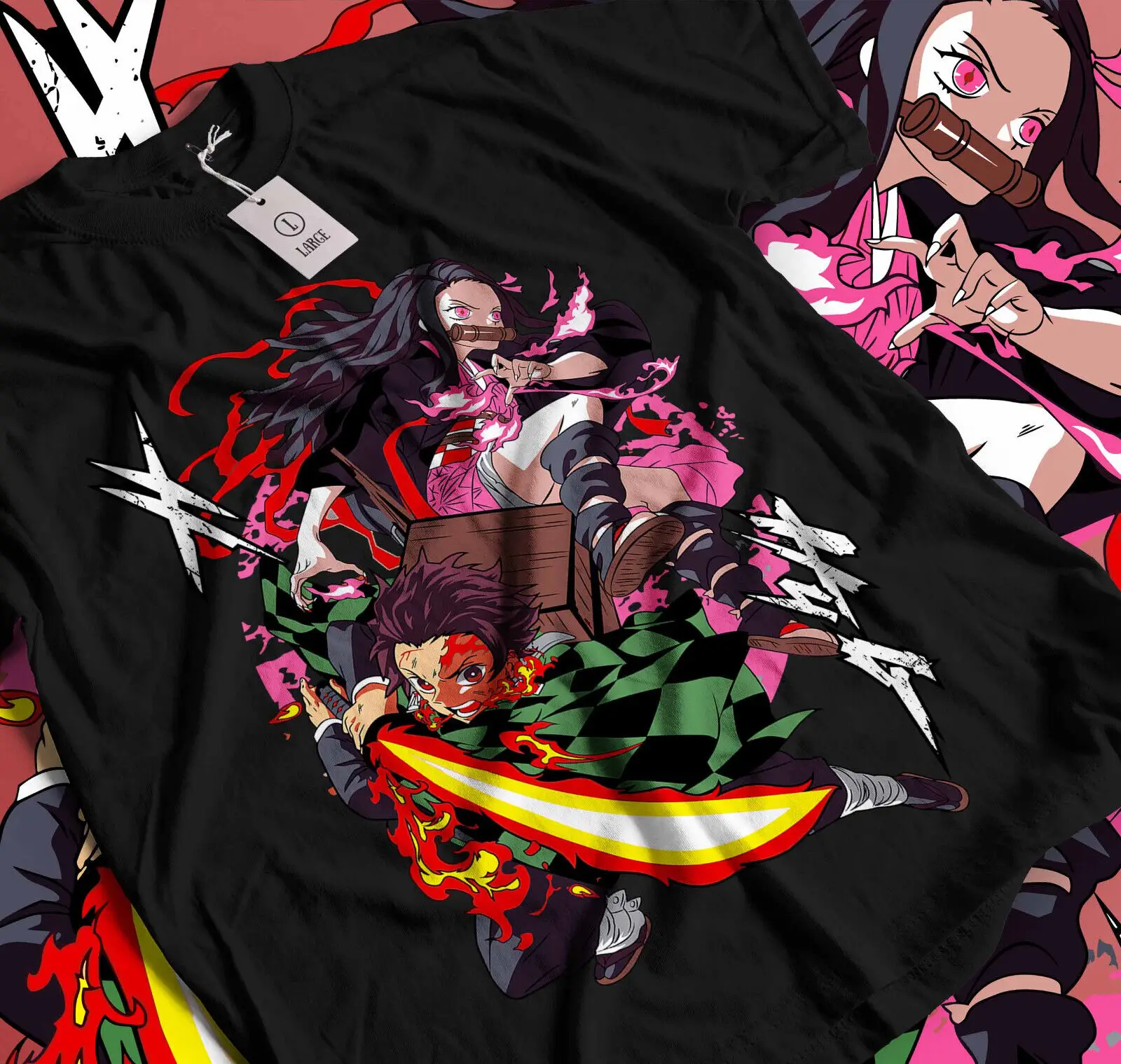 Nezuko T-shirt Demon Slayer Kokushibo Kimetsu No Yaiba Tanjiro Shirt 104