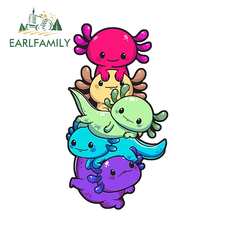 EARLFAMILY 13cm × 7.1cm Creative Salamander Car Stickers Colorful Cartoon Cool Decals Eye-catching Windshield Occlusion Scratch