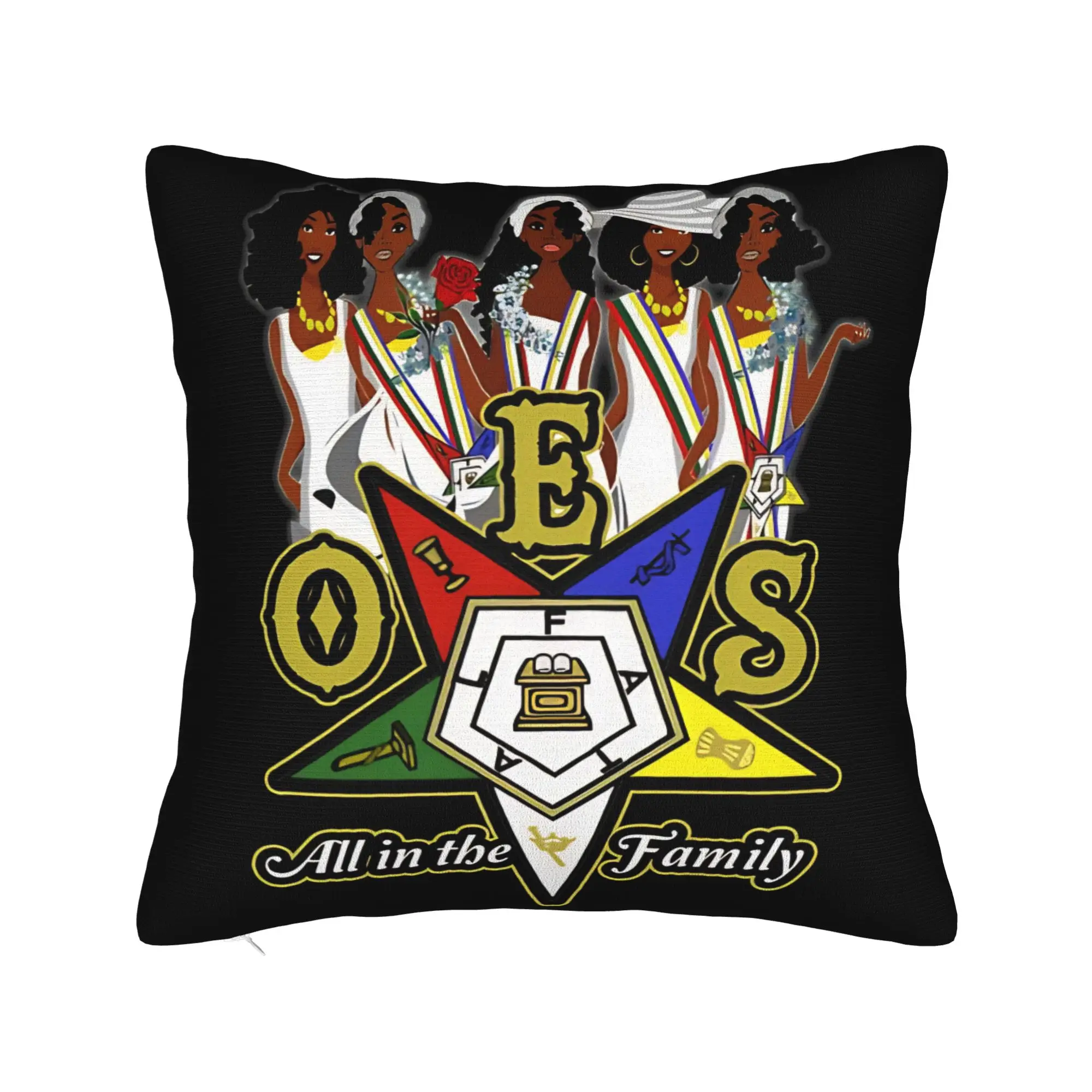 OES Order Of The Eastern Star Logo Sistars All In The Family Freemason Pillow Cover Cushion Cover Pillow Case For Bed Chair